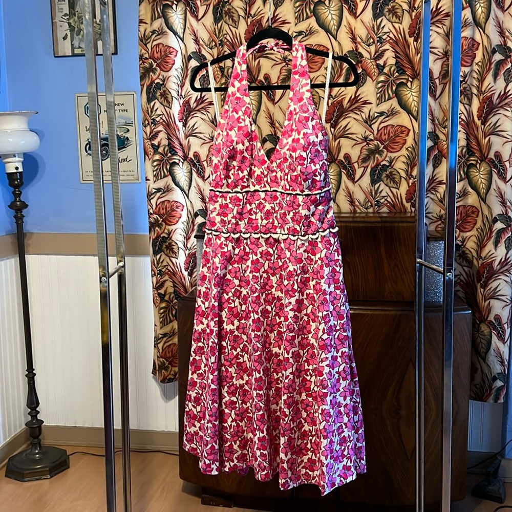 Lilly Pulitzer pink floral halter dress size 12